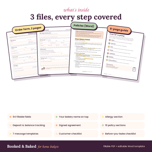 Booked & Baked: Order Form & Policy Kit for Home Bakers